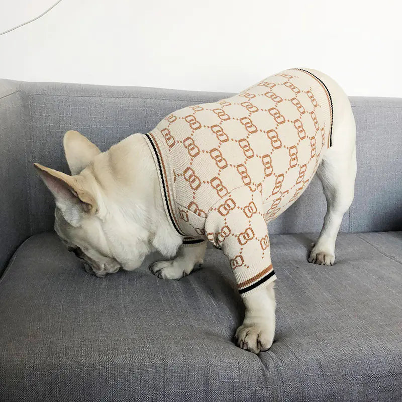 Pawra Haute Monogram Knit Sweater – Exclusive Designer Pet Couture