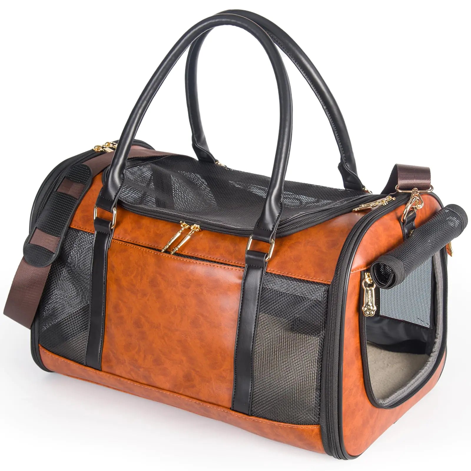 Pawra Luxe Leather Pet Carrier – Stylish Everyday & Travel Bag