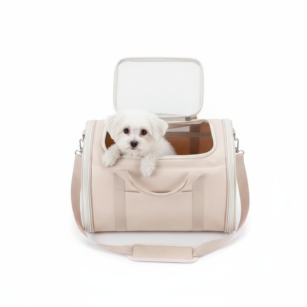 Pawra Luxe Leather Pet Carrier – Travel Tote for Small Dogs & Cats