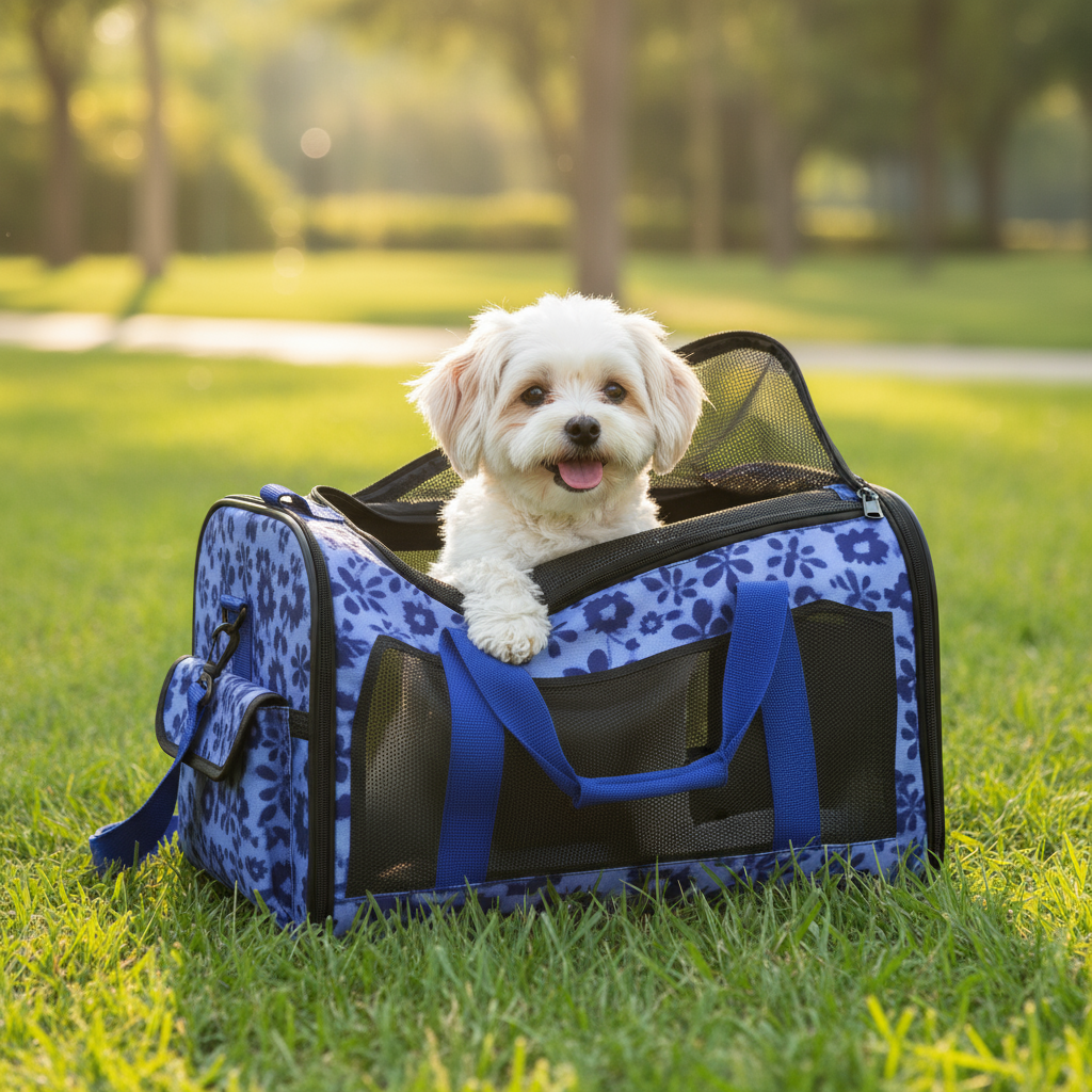 Pawra Luxe Soft-Sided Dog Travel Carrier – Blue Floral
