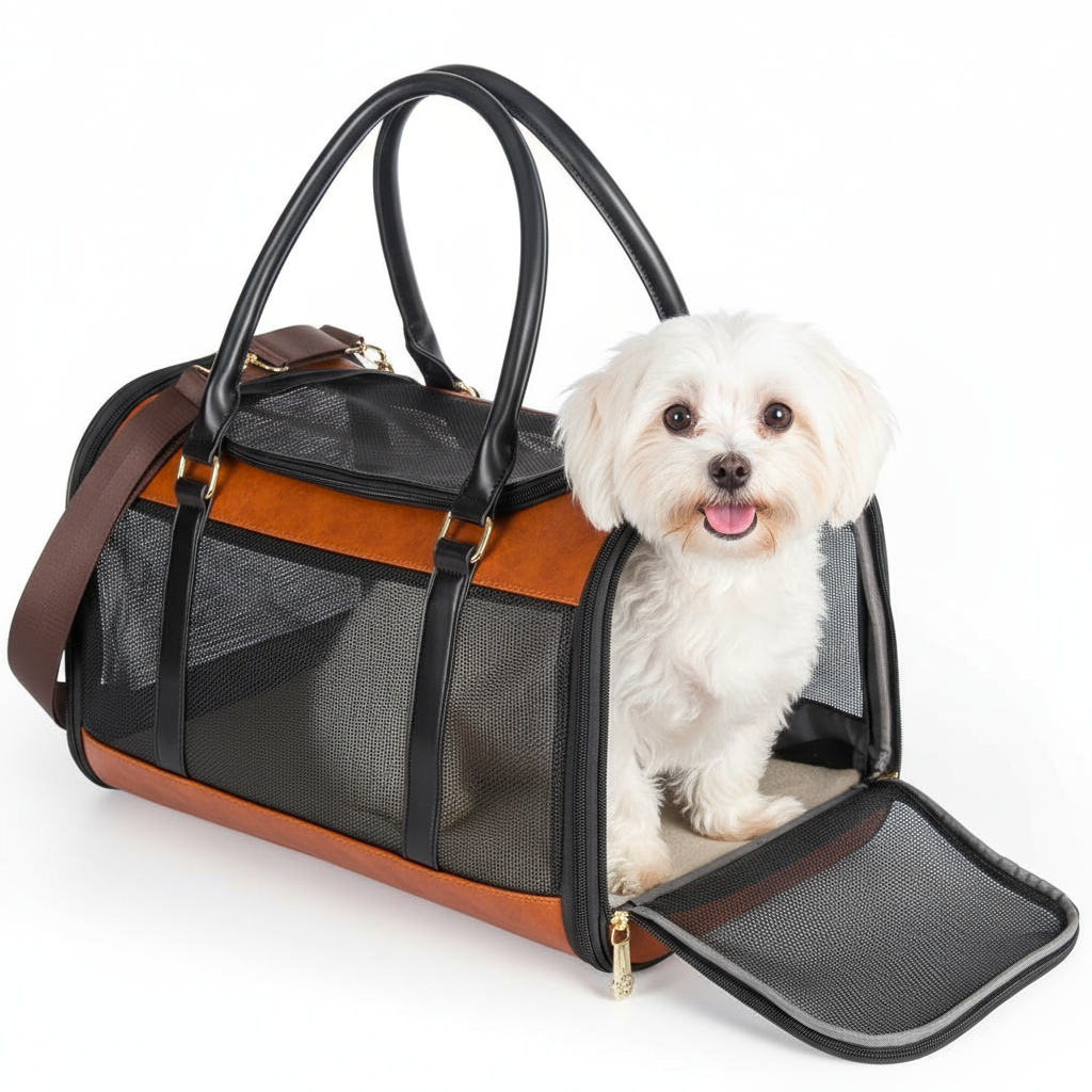 Pawra Luxe Leather Pet Carrier – Stylish Everyday & Travel Bag