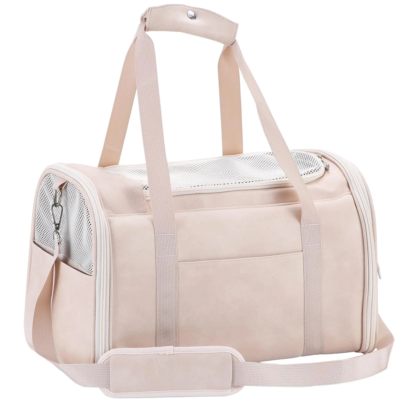 Pawra Luxe Leather Pet Carrier – Travel Tote for Small Dogs & Cats