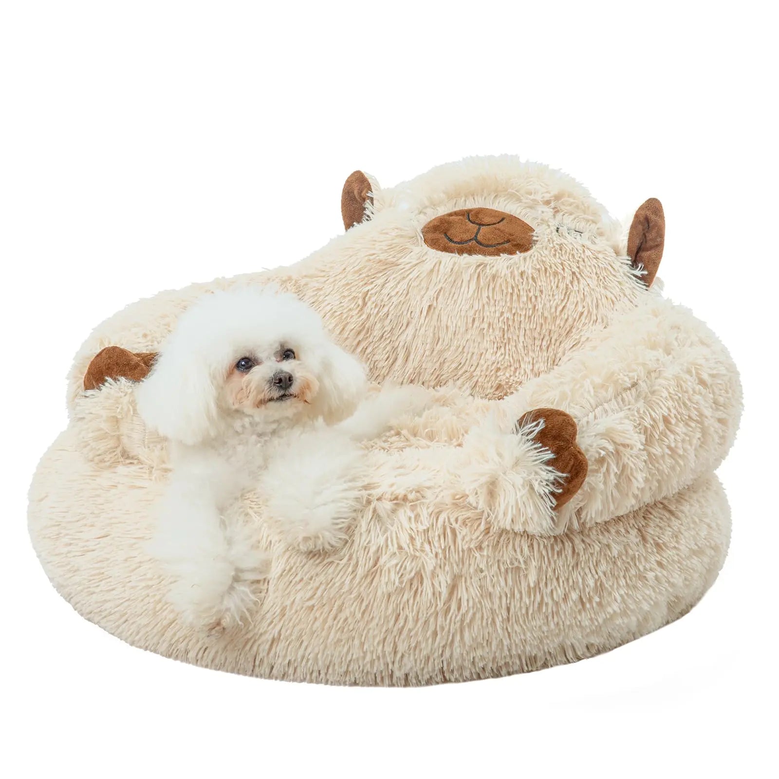 Pawra™ Luxe Calming Donut Bed — Plush Faux-Fur CozyBear Edition