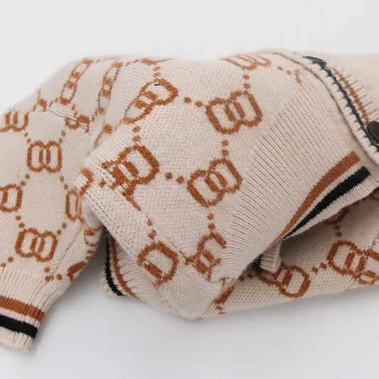 Pawra Haute Monogram Knit Sweater – Exclusive Designer Pet Couture