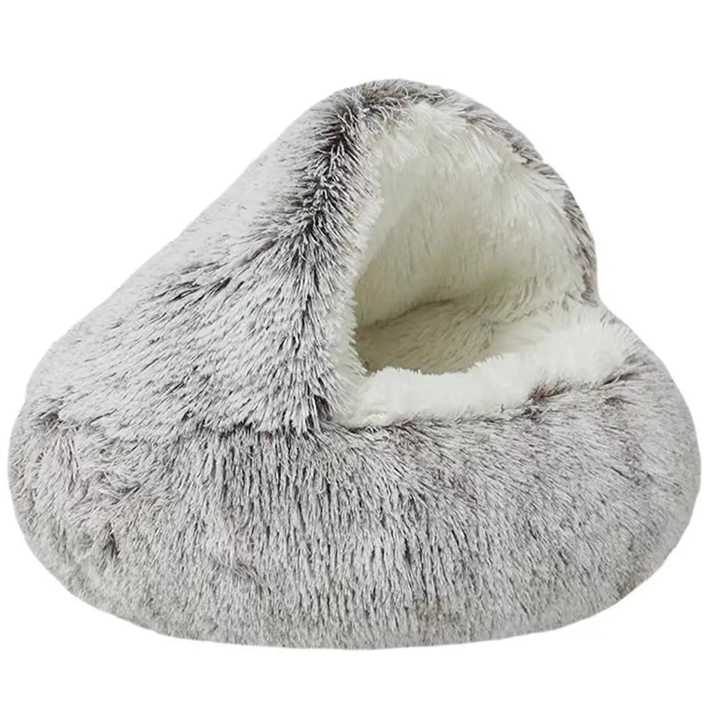 Pawra™ Fluffy Hooded Cozy Cave Bed
